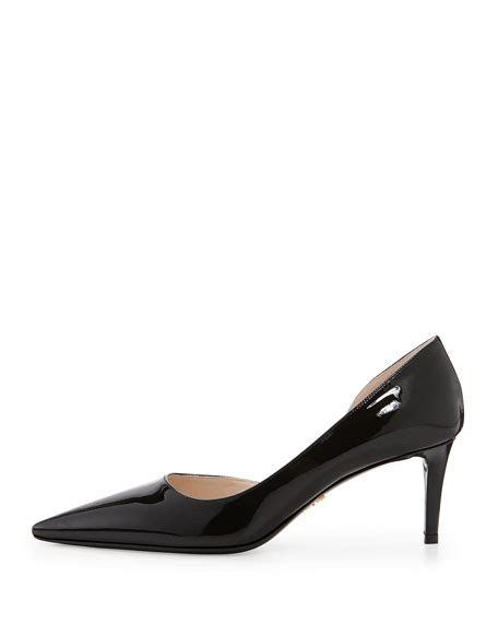 prada silver new prada patent leather half d'orsay pumps|prada leather pumps sale.